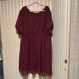 Burgundy Fit & Flare Dress
